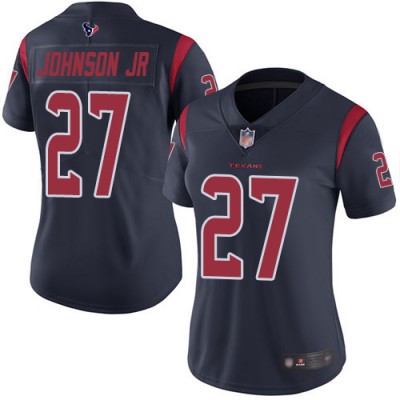 Nike Houston Texans #27 Duke Johnson Jr Navy Blue Women's Stitched NFL Limited Rush Jersey